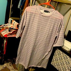 Mid sleeve striped grey dress
